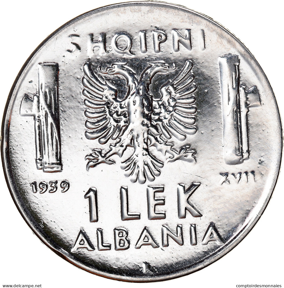 Monnaie, Albania, Vittorio Emanuele III, Lek, 1939, Rome, TTB+, Stainless Steel - Albania