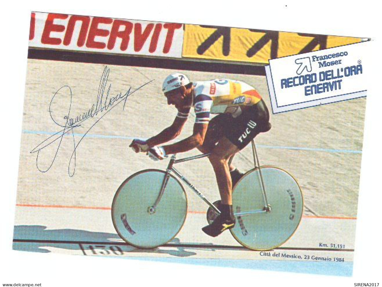 FRANCESCO MOSER Firma Stampata - CITTA' DEL MESSICO 1984 - RECORD - NON VIAGGIATA - Sportifs