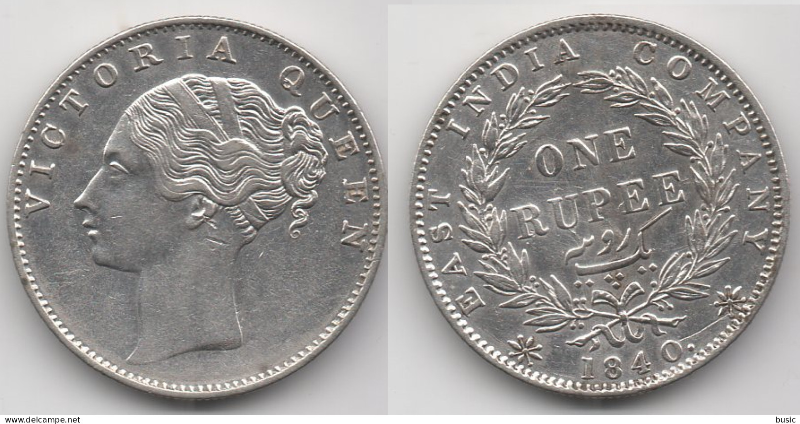 + EAST INDIA COMPAGNIE + 1 RUPEE 1840 . + - Inde