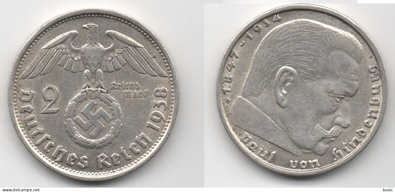 +  ALLEMAGNE   + 2 MARKS 1938 D + - 2 Reichsmark