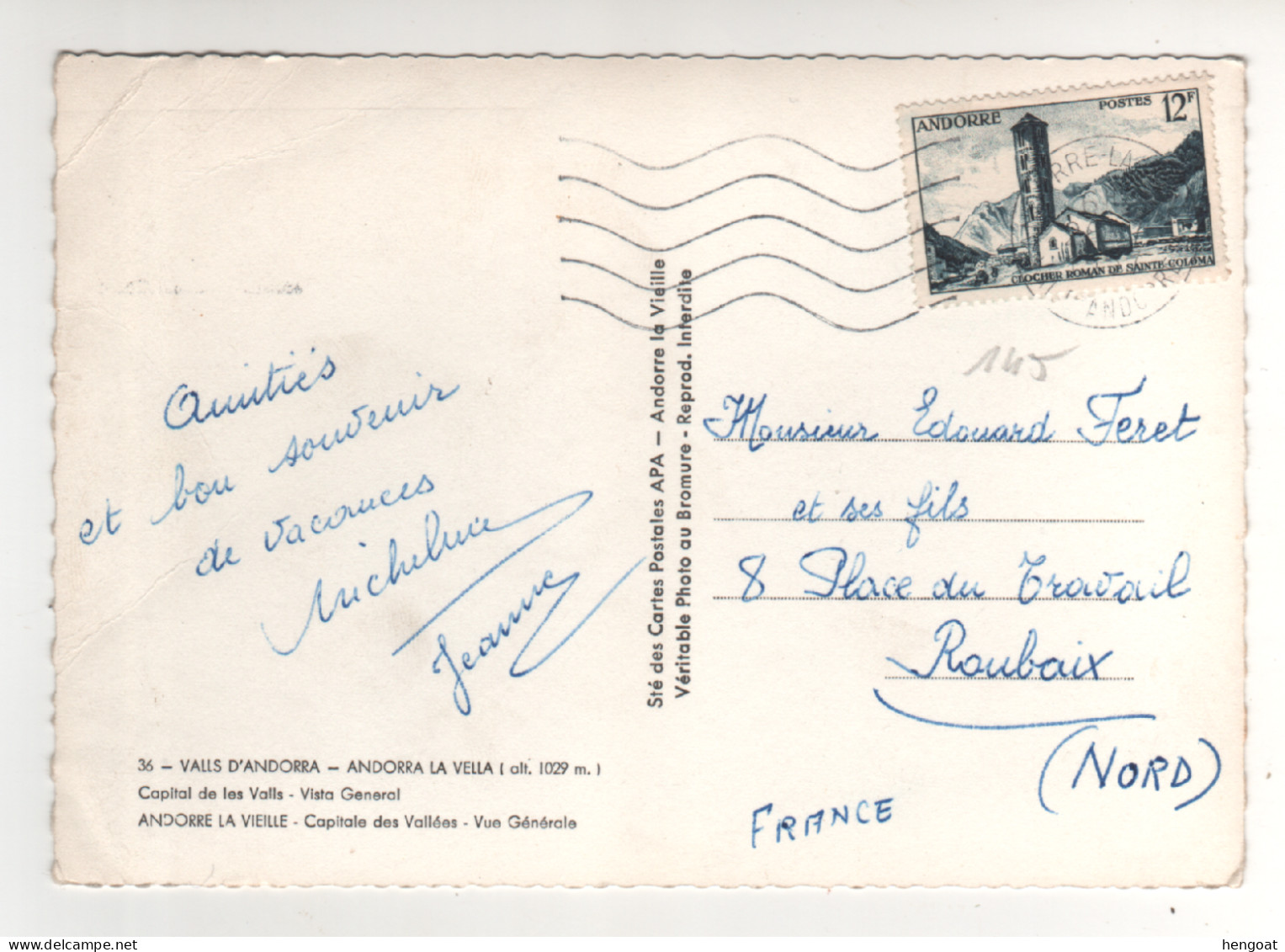 Timbre , Stamp Yvert N° 145 Sur Cp , Carte , Postcard Du 26/12/57 - Covers & Documents