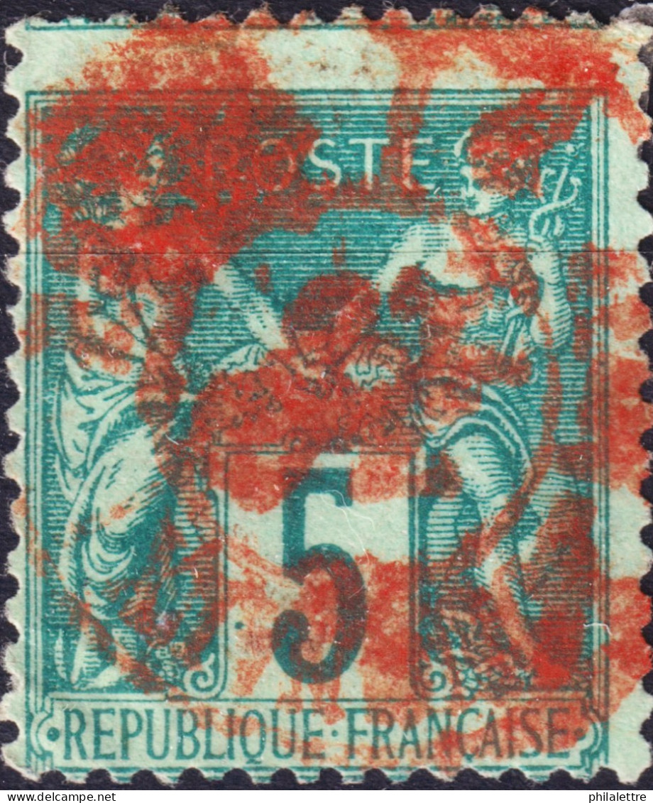 FRANCE - TàD Rouge Des Imprimés Sur Yv.75 5c Vert Sage T.II - TB - 1877-1920: Semi-moderne Periode