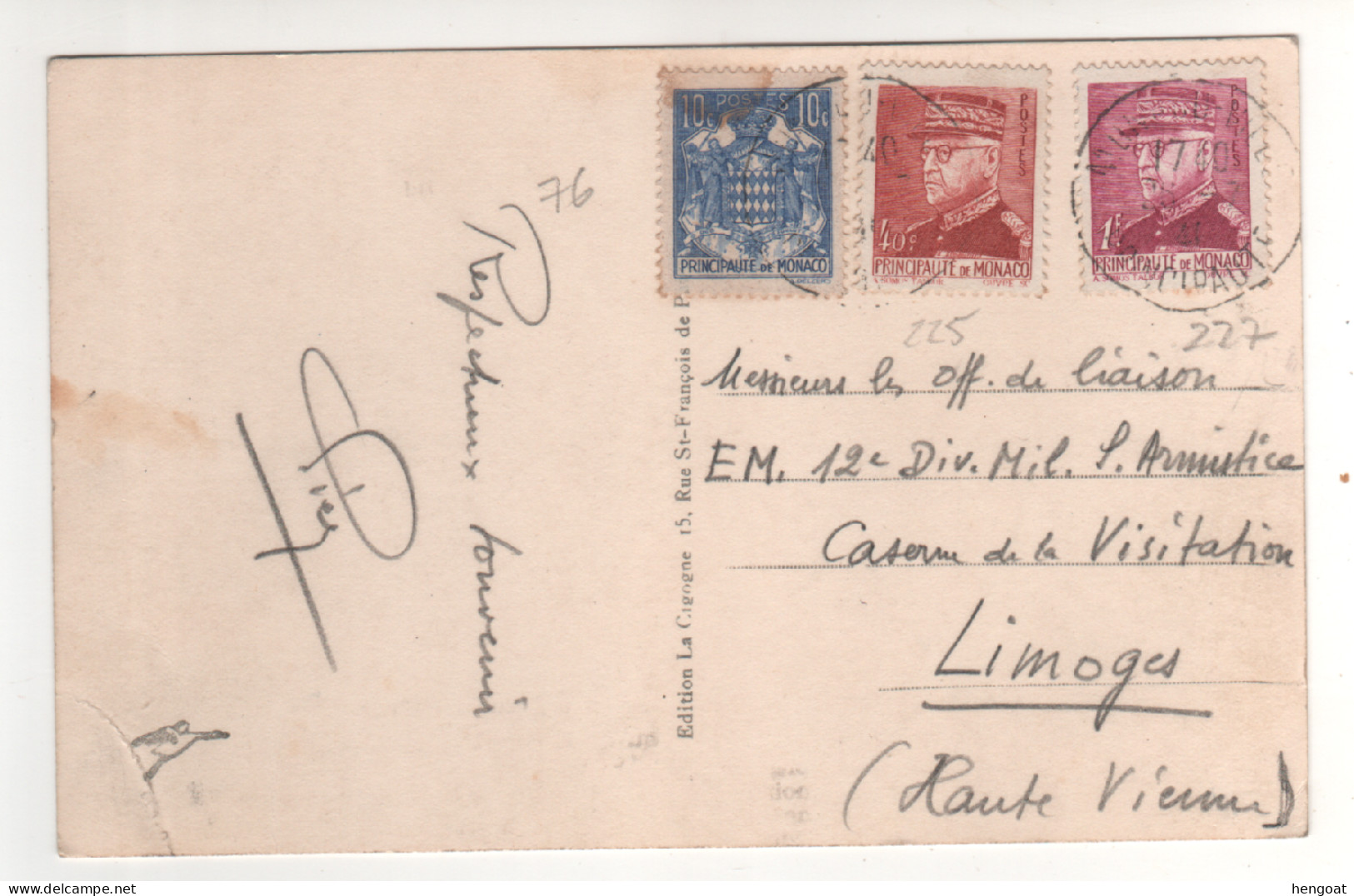 Timbres , Stamps Yvert N° 76 , 225 , 227 Sur Cp , Carte , Postcard - Covers & Documents