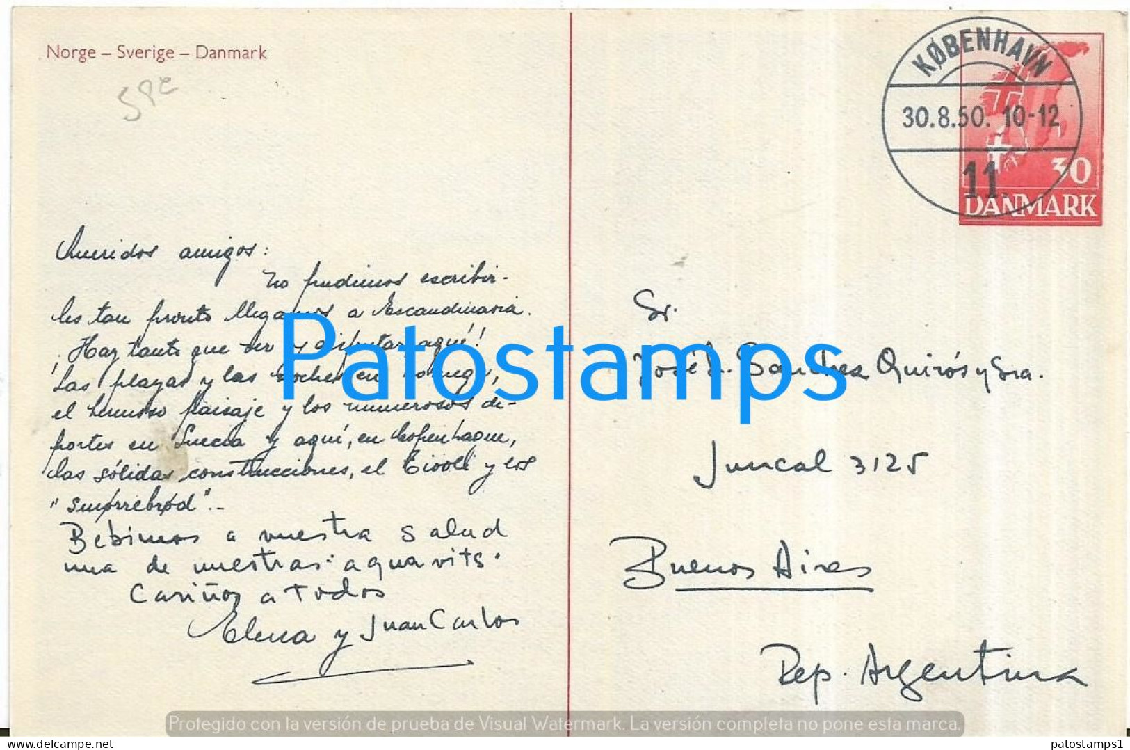 221919 DANMARK DENMARK NORWAY SWEDEN MULTI VIEW CANCEL 1950 CIRCULATED TO ARGENTINA POSTAL STATIONERY POSTCARD - Entiers Postaux
