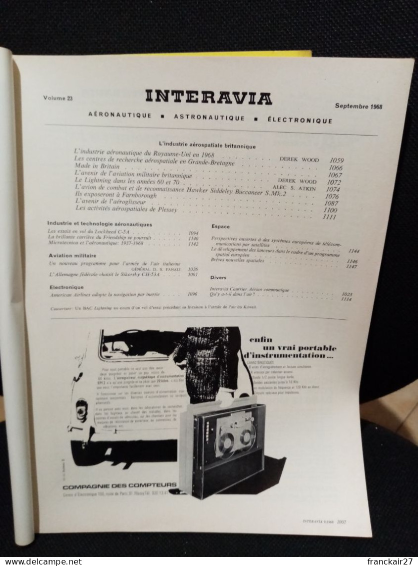 INTERAVIA 9/1968 Revue Internationale Aéronautique Astronautique Electronique - Aviation