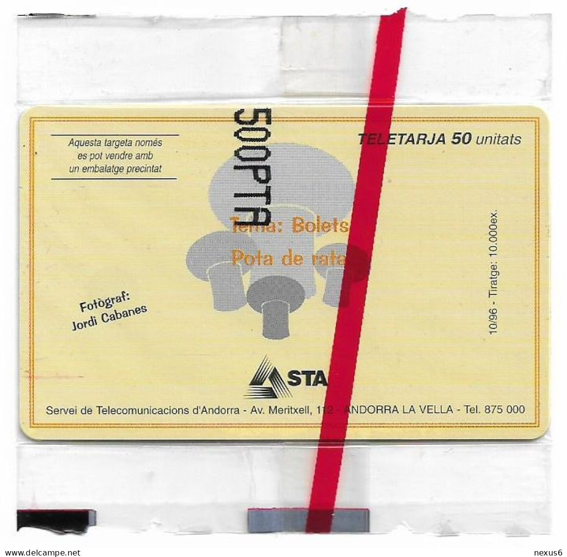 Andorra - STA - STA-0060 - Mushrooms, Rats Paws, SC7, 10.1996, 50Units, 10.000ex, NSB - Andorra