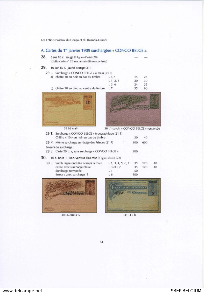 Nouveau Catalogue "Les Entiers Postaux Du Congo Et Du Ruanda-Urundi", édition 2021 - Belgio