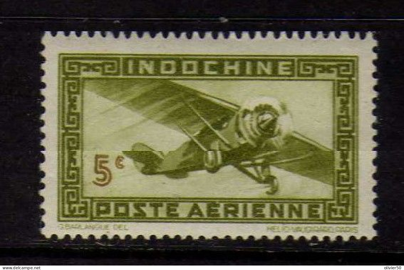 Indochine - (1942) -   5 C.  Avion En Vol    -  Varite 5 C. Couleur Differente   Neuf* - MH - Airmail
