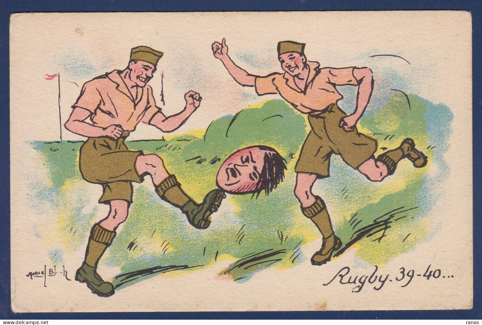 CPA Rugby Satirique Caricature Anti Hitler Non Circulé - Rugby