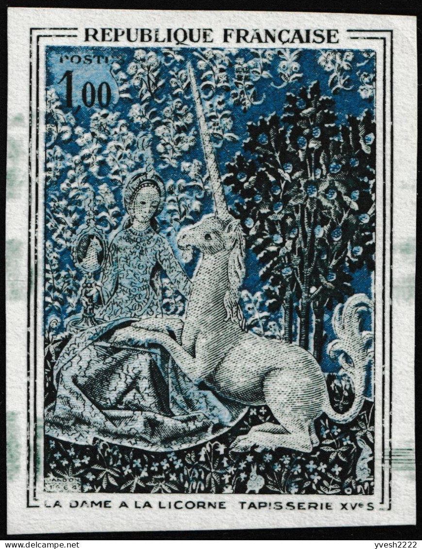 France 1964 Y&T 1425. Essai De Couleurs. Tapisserie, La Dame à La Licorne, Par Le Peintre Jean D’Ypres, Musée De Cluny. - Mythology