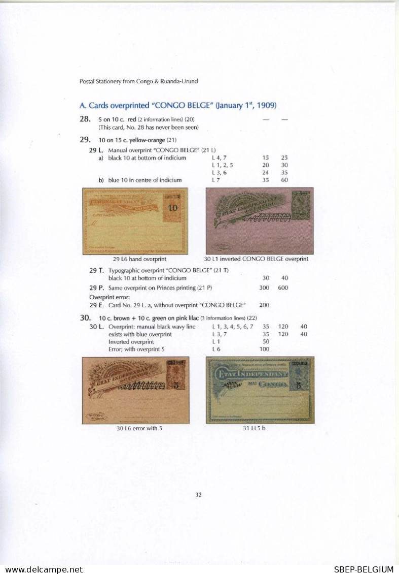 Brand New Catalog  "The Postal Stationery From Congo And Ruanda-Urundi", Ed. 2021. - België