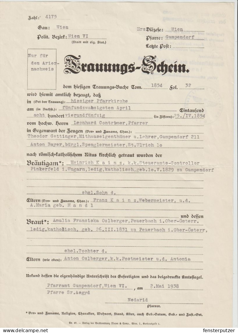 1 Alter Trauungsschein -2.5.1938 - Nacimiento & Bautizo