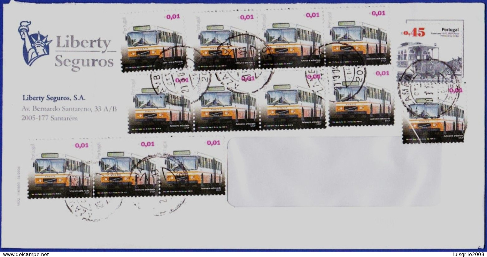 Cover - Liberty Seguros, Santarém -|- Postmark - Azambuja. 2013 -|- Public Transport > Bus, Tramways - Briefe U. Dokumente