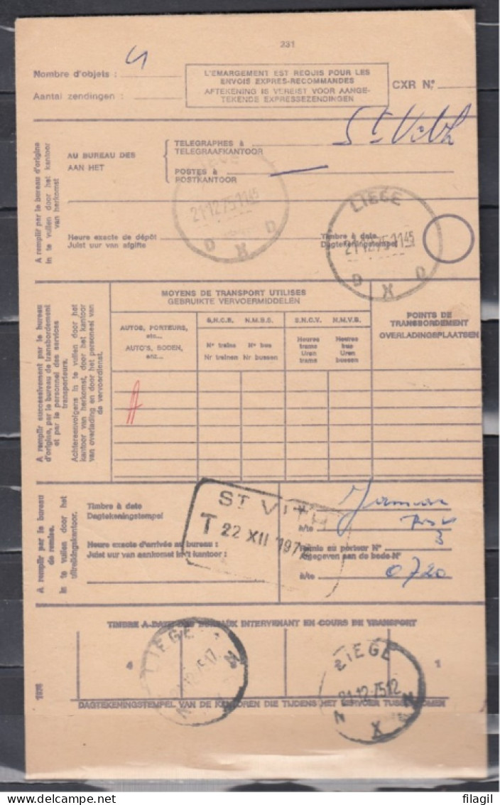 Aftekening Is Vereist Voor Aangetekende Expressezendingen Met Telegraafstempel St Vith Met Stempel DXD - Lettres & Documents