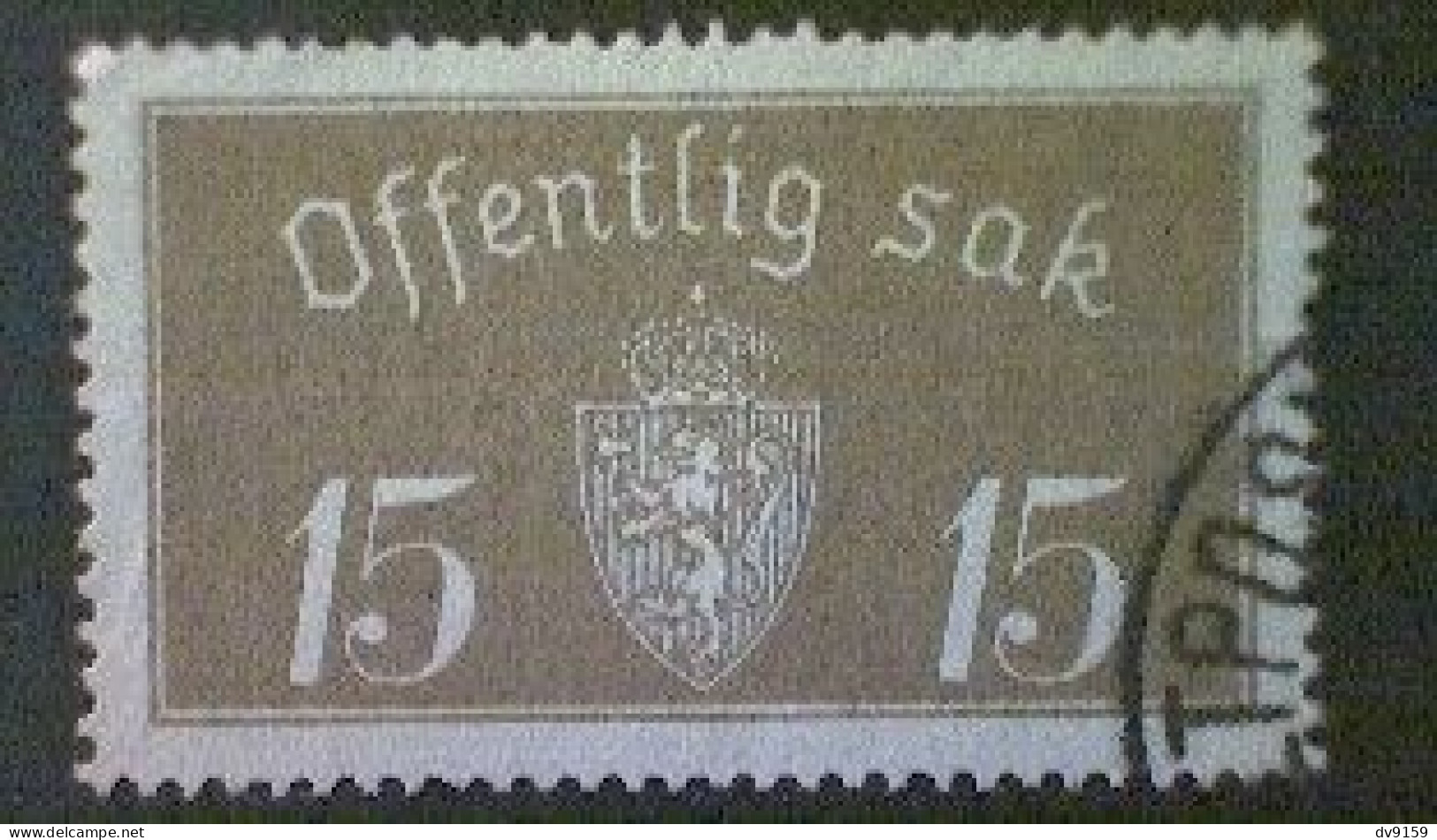 Norway (Norge), Scott #O13, Used (o), 1933, Official, Coat Of Arms (wide Issue), 15ø, Olive - Gebraucht