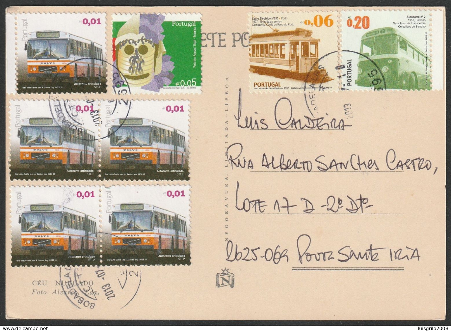 Postcard - Stamps Public Transport > Bus & Tramways +... -|- Postmark - Bobadela. Loures. 2013 - Storia Postale