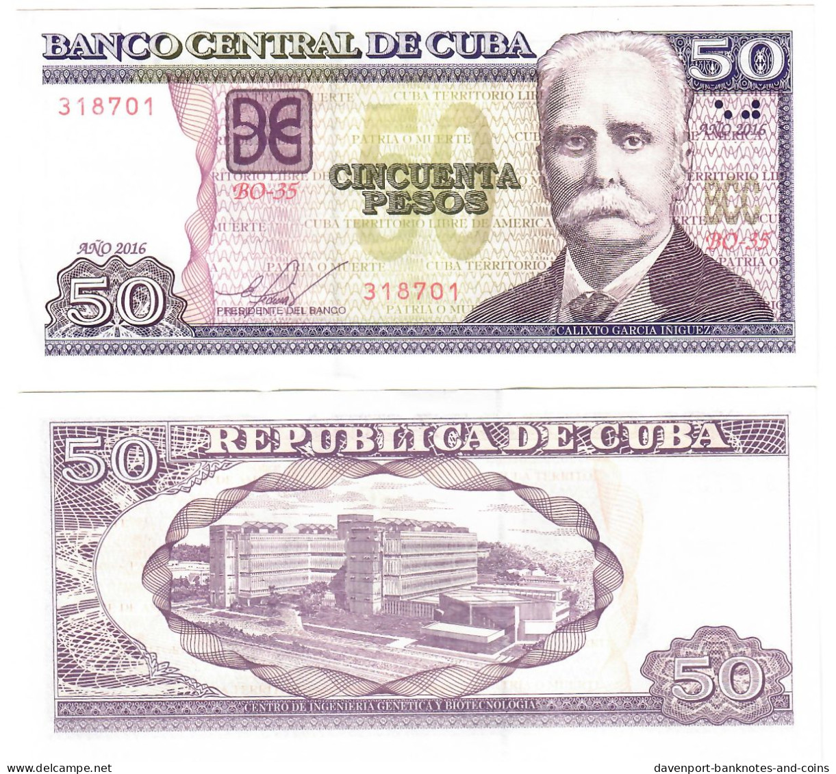 Caribbean 50 Pesos Nacionales 2016 AUNC - Cuba