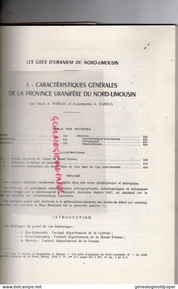 87-LA CROUZILLE-AMBAZAC-BLOND-BESSINES-RAZES-GITES URANIUM NORD LIMOUSIN-JEAN JACQUELINE SARCIA--MINE HENRIETTE-SACLAY - Limousin