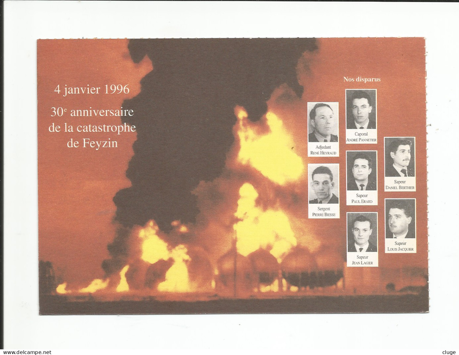 69 - FEYZIN - 30 ème Anniversaire - Catastrophe Du 4 Janvier 1966 - Sapeurs Pompiers Lyon (vue Recto Verso ) - Feyzin