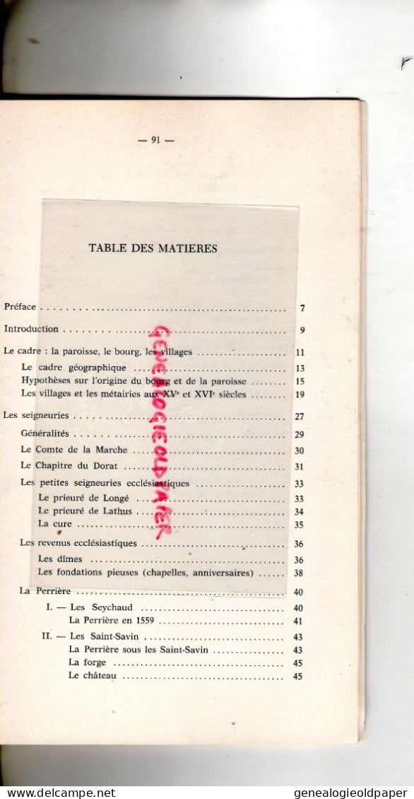 87- ORADOUR ST SAINT GENEST JUSQU'AU XVIIIE SIECLE- GEORGES VERYNAUD- MAURICE ROBERT-1969 - Limousin