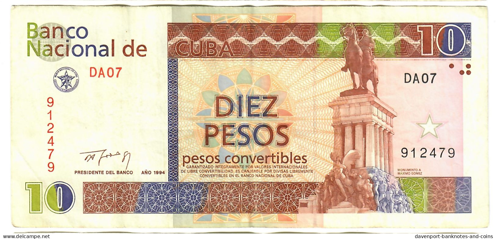 Caribbean 10 Pesos Convertibles 1994 VF - Kuba