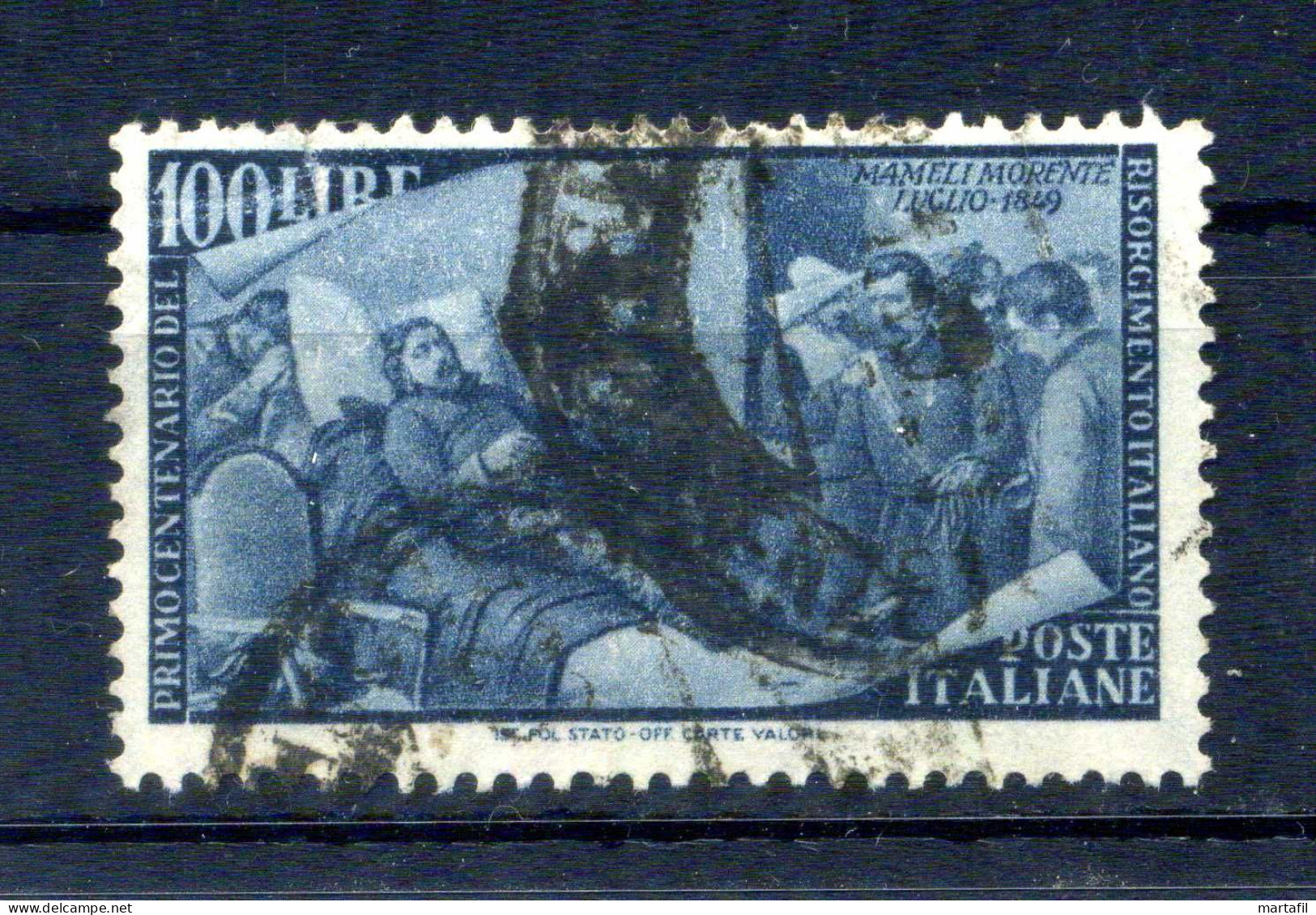 1948 Repubblica Italia N.591 USATO 100 Lire RISORGIMENTO - 1946-60: Oblitérés