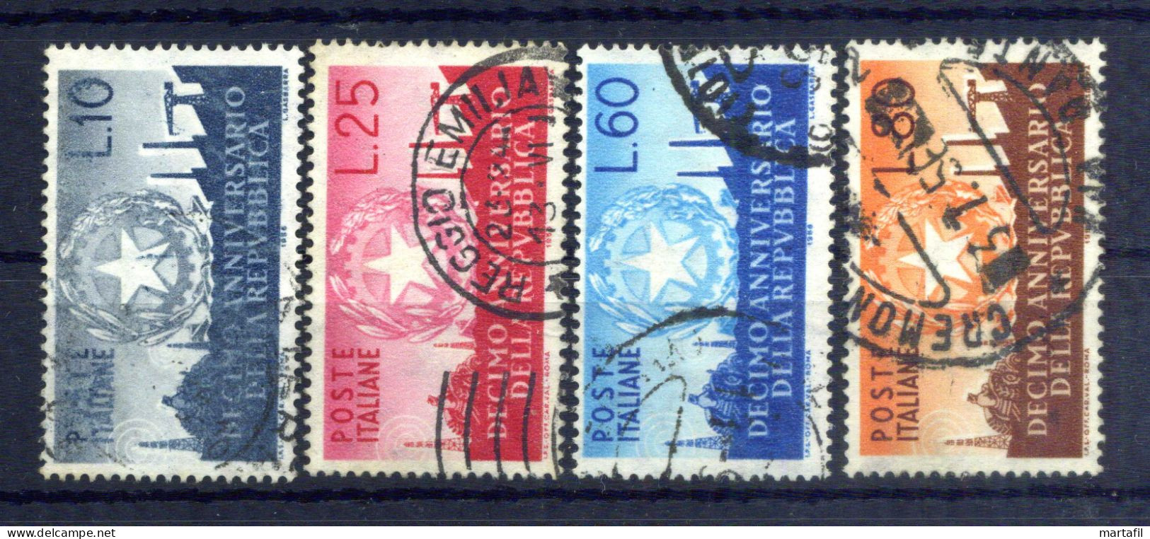 1956 Repubblica Italia SERIE COMPLETA USATA Decimo Anniversario - 1946-60: Used