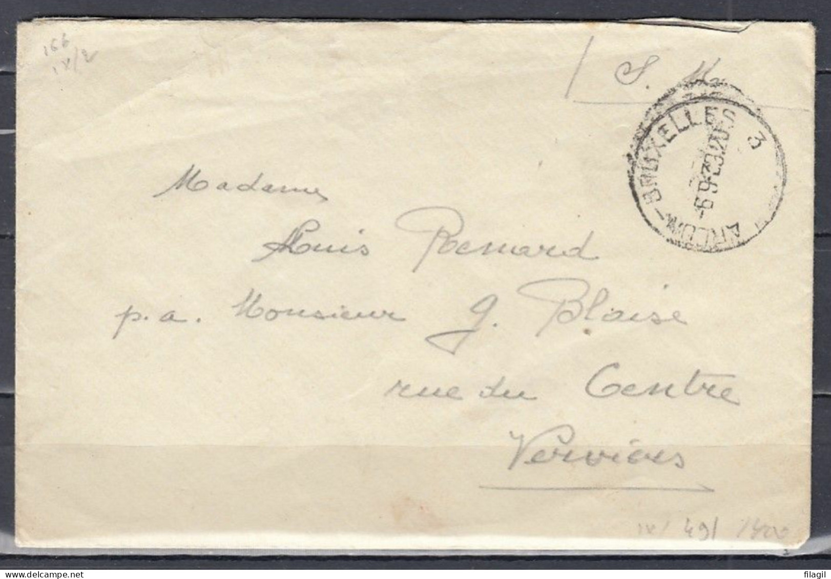 Militaire Brief Van Arlon-Bruxelles 3 Naar Verviers - Bahnpoststempel