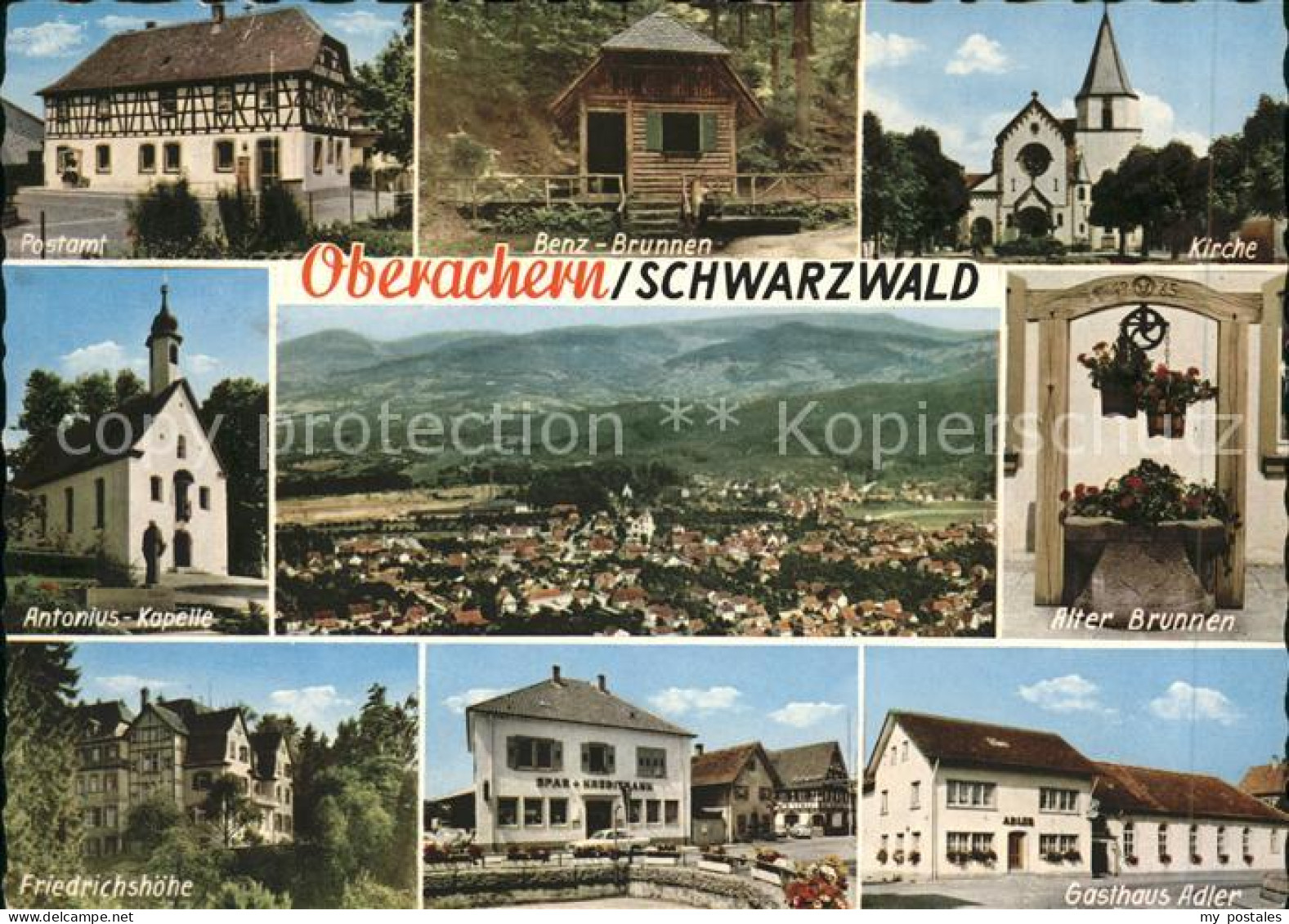 41587516 Oberachern Alter Brunnen Gasthaus Adler Kirche Friedrichshoehe Achern - Achern