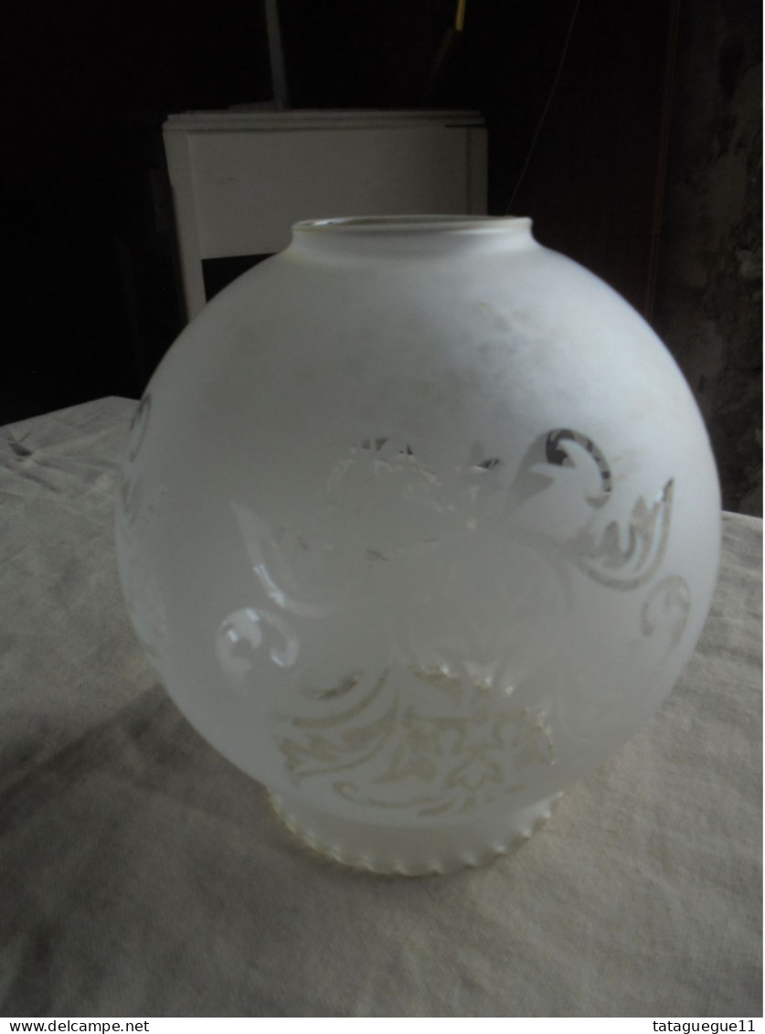 Vintage - Abat Jour Boule En Verre Dépoli Pour Luminaire - Lantaarns & Kroonluchters