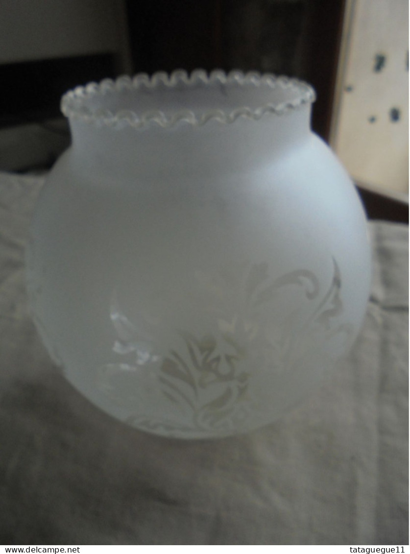 Vintage - Abat jour boule en verre dépoli pour luminaire