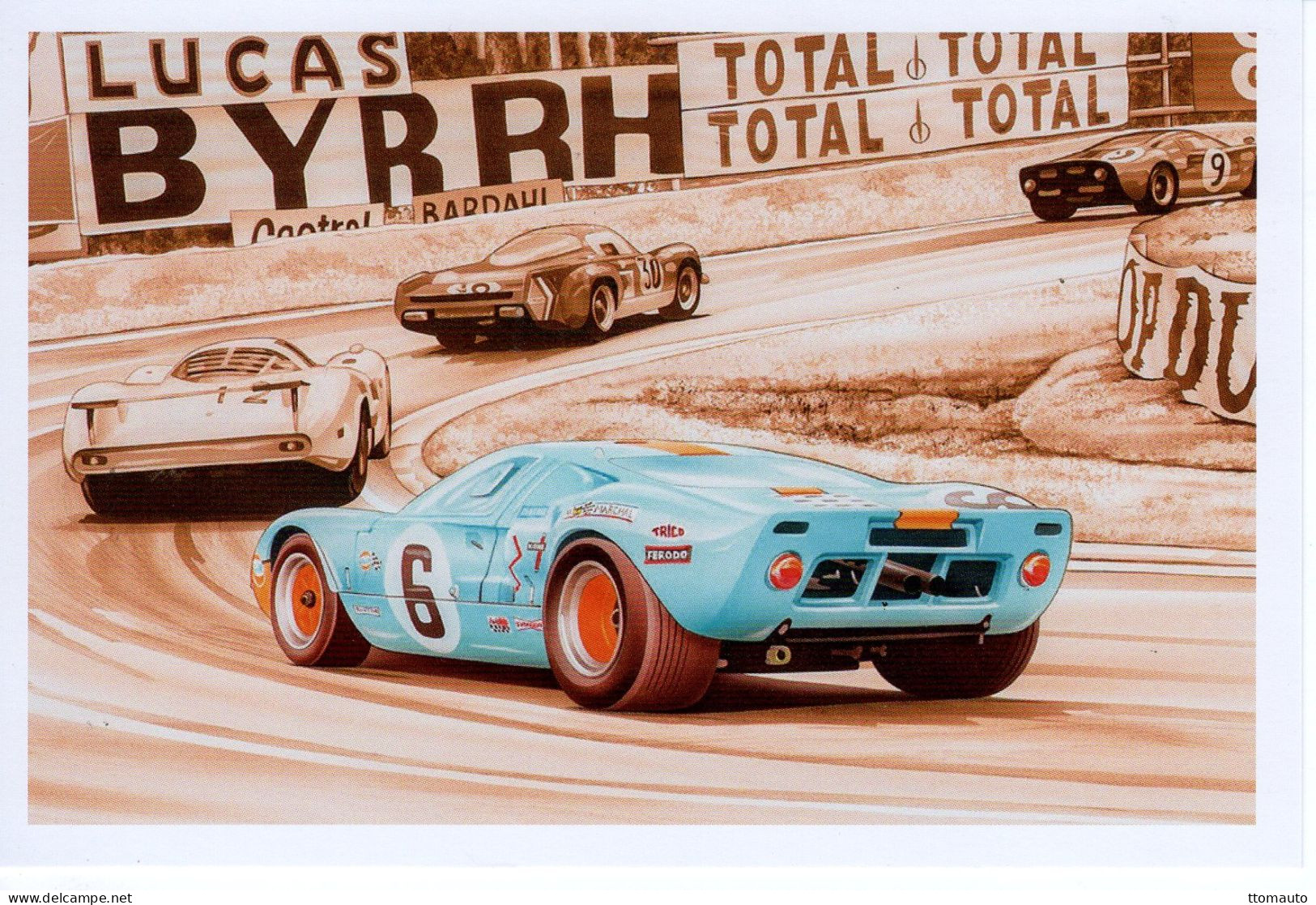 24 Heures Du Mans 1969 - Ford GT40 - Pilotes: Jacky Ickx/Jackie Oliver -  Dessin De Francois Bruere  -  CPM - Le Mans