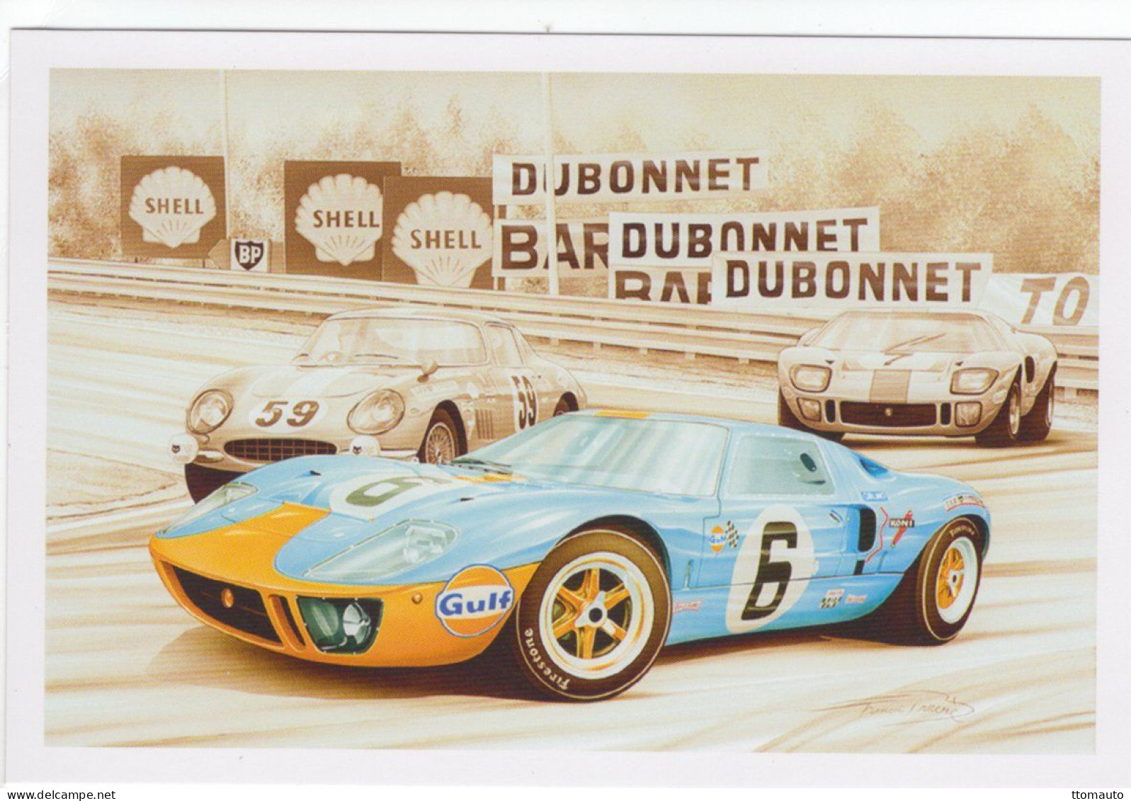 24 Heures Du Mans 1969 - Ford GT40 - Pilotes: Jacky Ickx/Jackie Oliver -  Dessin De Francois Bruere  -  CPM - Le Mans