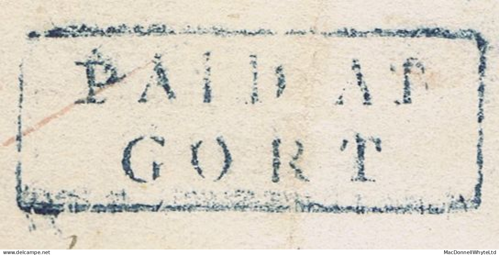 Ireland Galway Uniform Penny Post 1846 Cover To Military Dept London Boxed 2-line PAID AT GORT In Blue, GORT MY 1 1846 - Préphilatélie