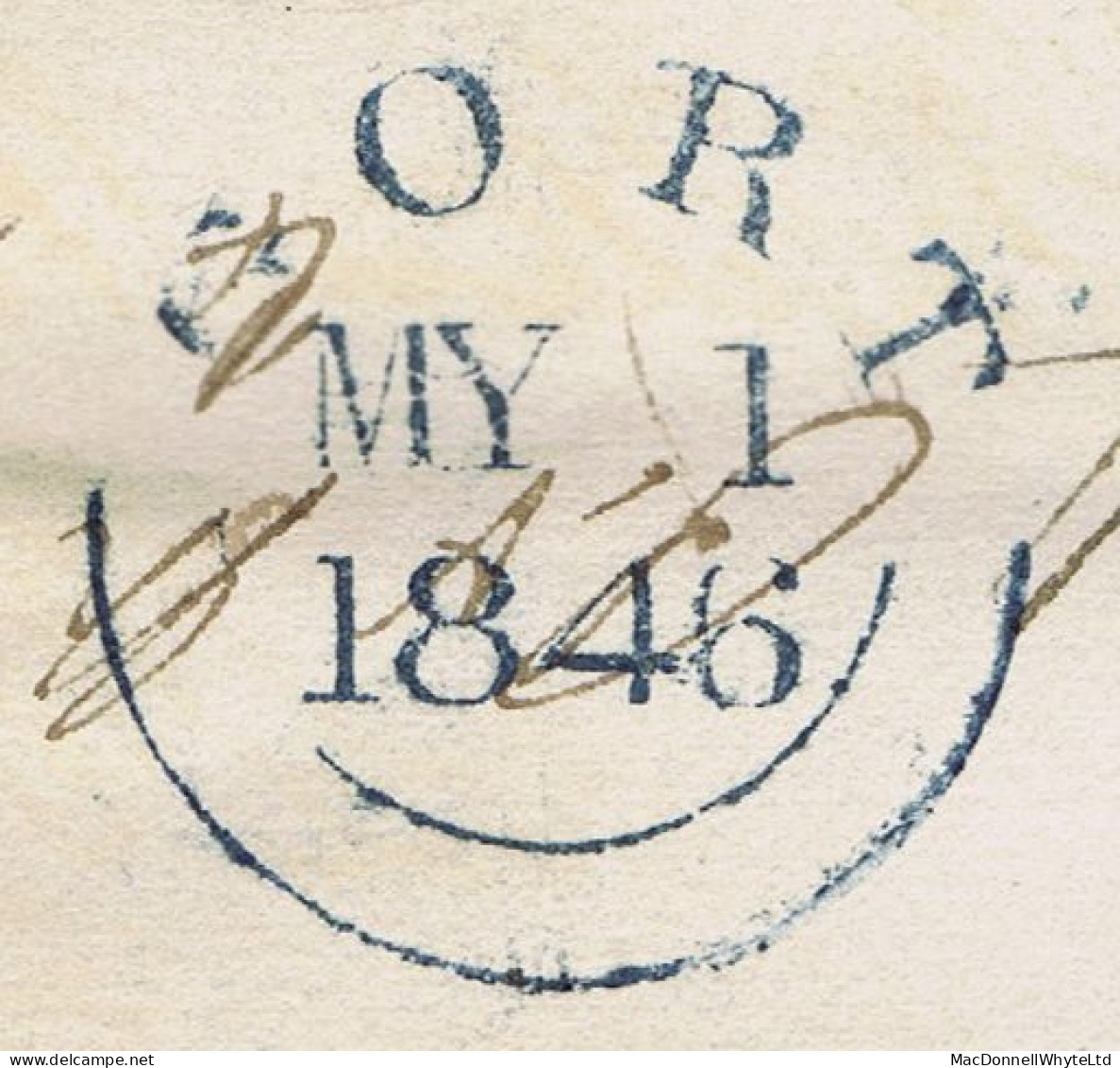 Ireland Galway Uniform Penny Post 1846 Cover To Military Dept London Boxed 2-line PAID AT GORT In Blue, GORT MY 1 1846 - Préphilatélie