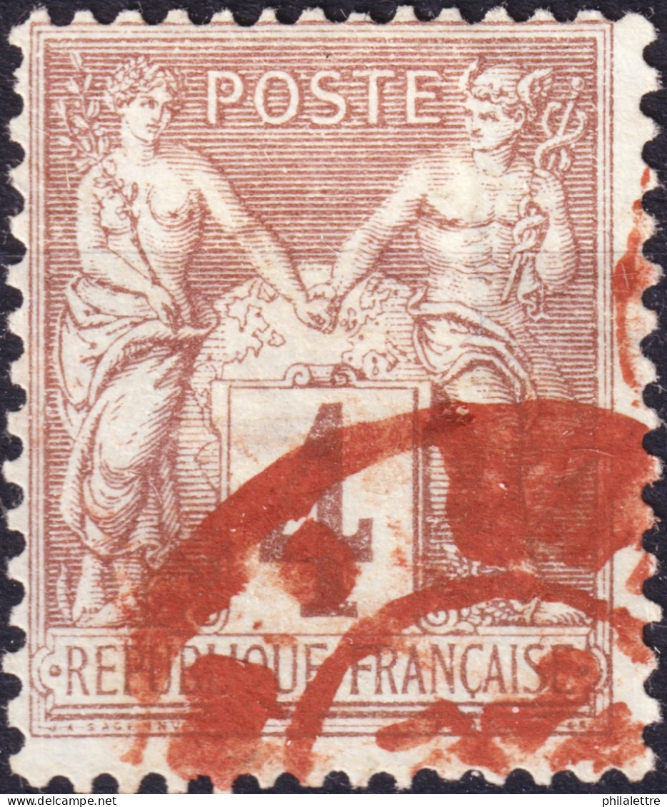 FRANCE - TàD Rouge Des Imprimés Sur Yv.88 4c Lilas-brun Sage T.II - TB - 1877-1920: Periodo Semi Moderno