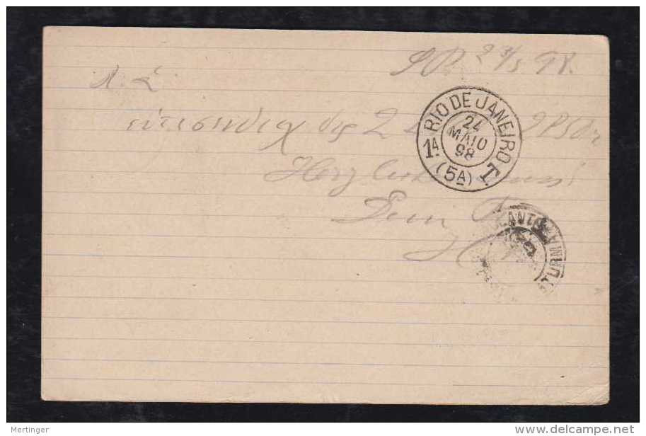 Brazil Brasil 1898 Stationery Postcard Uprated SAO PAULO To CELLE Germany Railway Postmark 1A TREM Rio - Covers & Documents