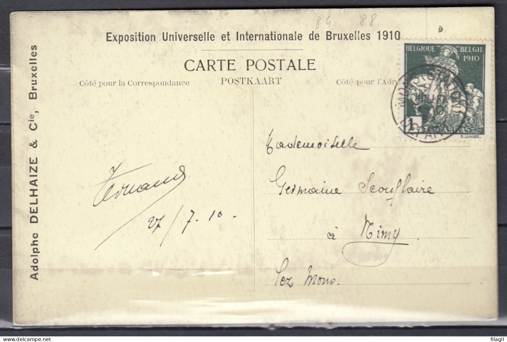 Postkaart Van Mons (Station) Depart Naar Nimy - 1910-1911 Caritas