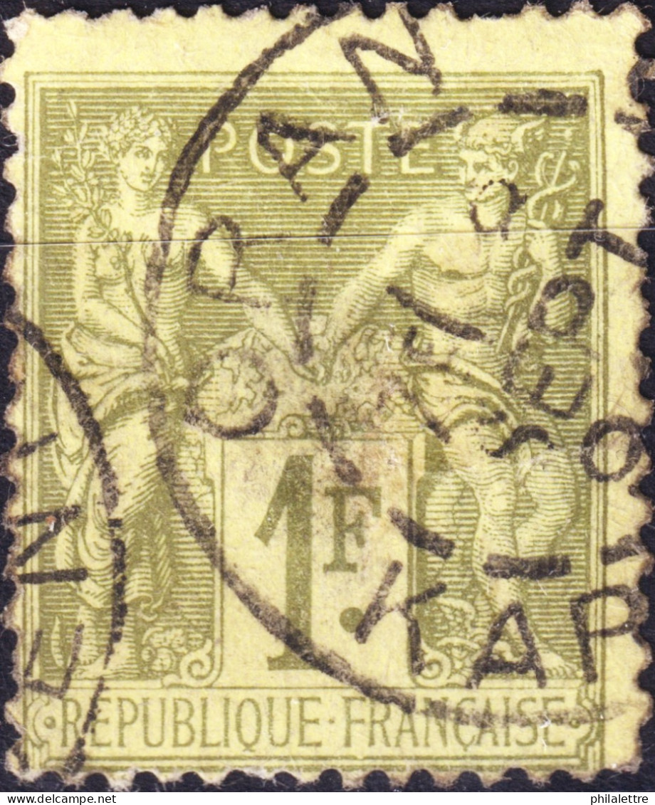FRANCE / ALGÉRIE - TàD Type A " ORAN / KARGUENTAH " Sur Yv.82 1fr Olive-clair Sage T.II - Défectueux (aminci) - 1877-1920: Semi-Moderne