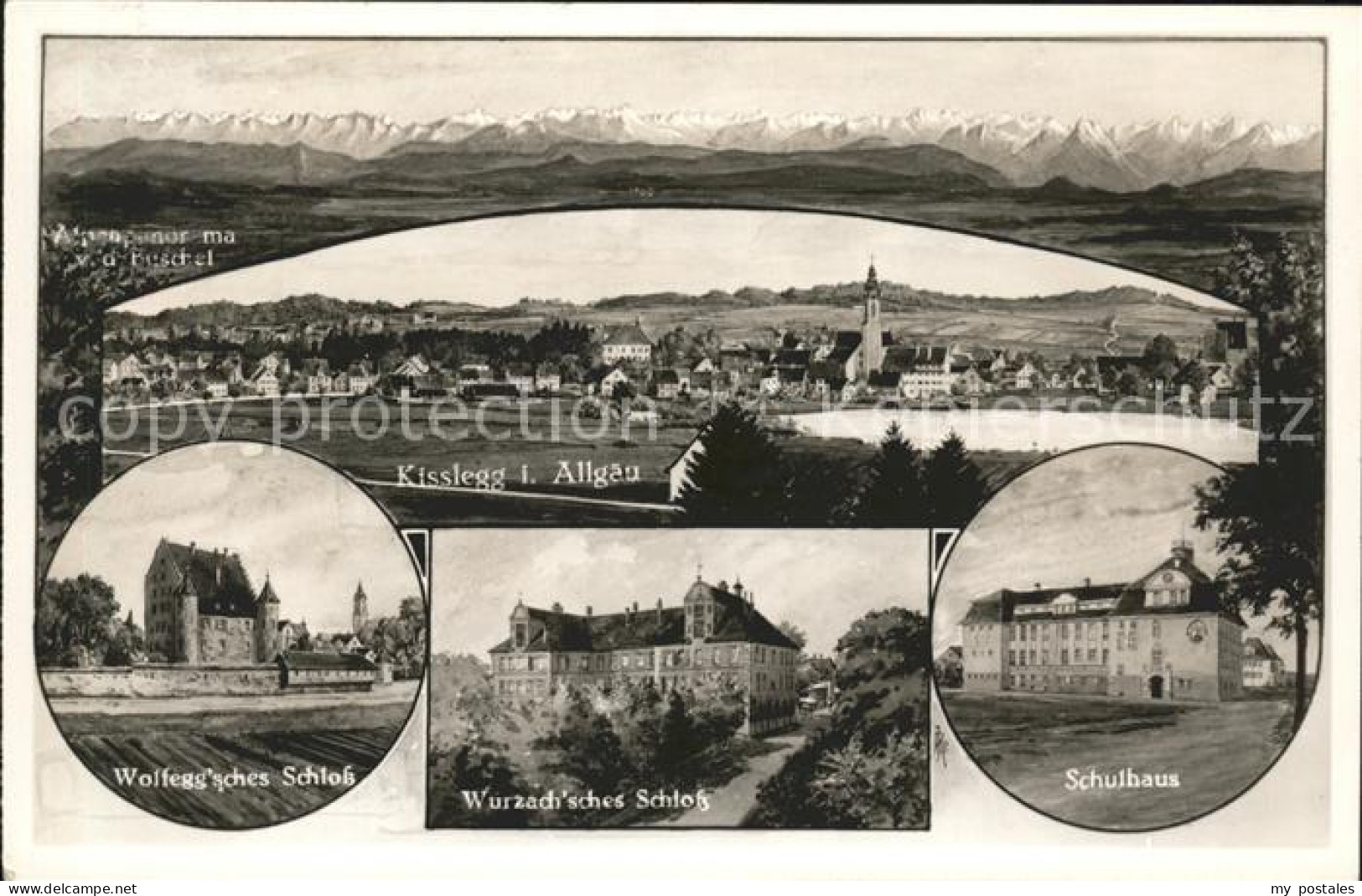 41586214 Kisslegg Gesamtansicht Alpenpanorama Schulhaus Allgaeu Schloss Wolfegg  - Kisslegg