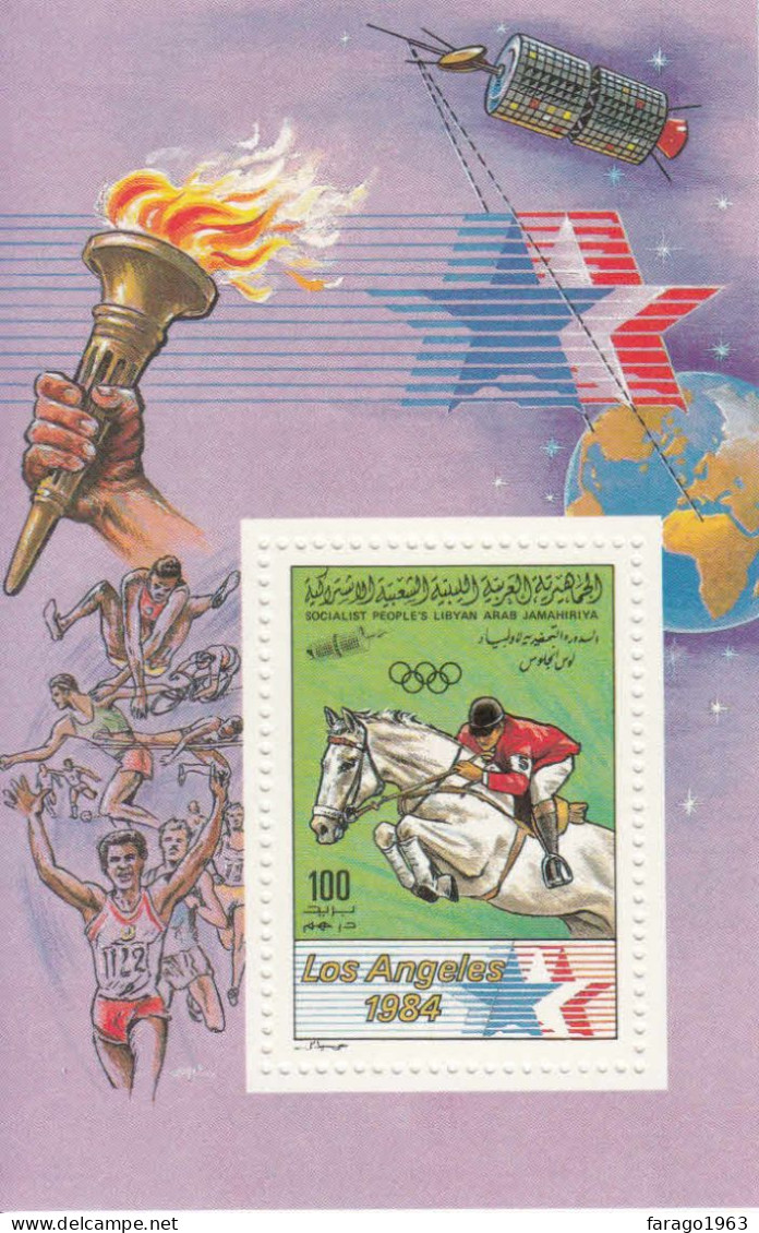 1983 Libya Los Angeles Olympics Equestrian Horses Souvenir Sheet MNH - Libia