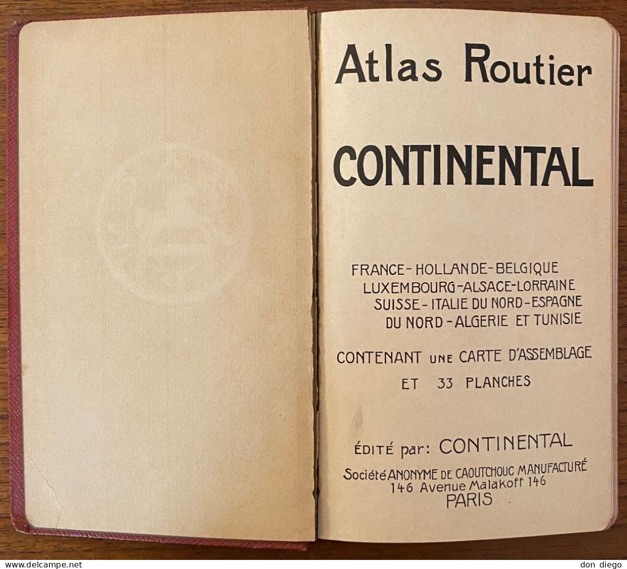 Atlas Routier CONTINENTAL Pour Les Touristes En Automobile / Cartes France, Algérie Et Tunisie / 1908 - Cartes/Atlas