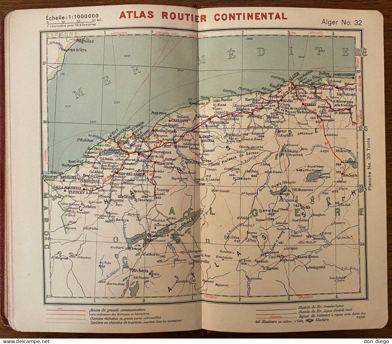 Atlas Routier CONTINENTAL pour les touristes en automobile / Cartes France, Algérie et Tunisie / 1908