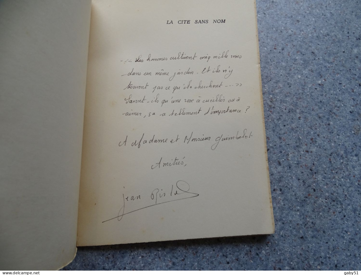 La Cité Sans Nom, Jean Ristat, Collection Janus, 1959, Exemplaire N°15 Sur 100 Seulement, EO ; L 21 - Libros Autografiados