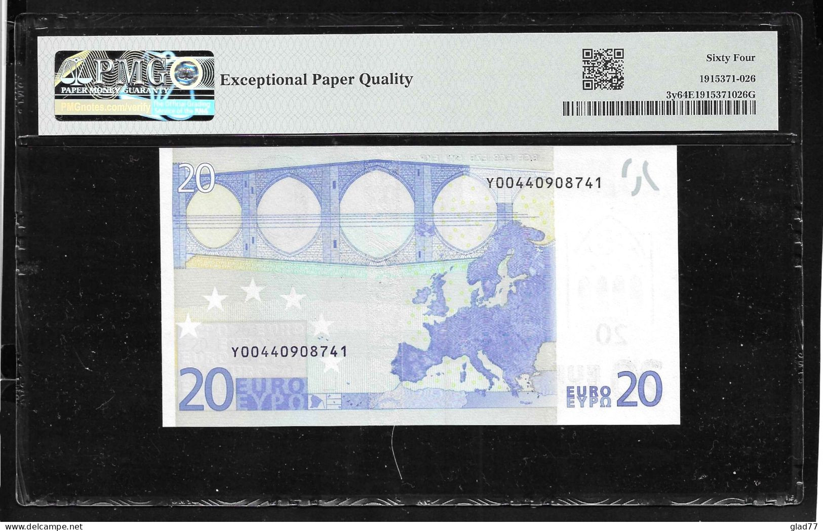 Greece  "Y"  20  EURO  Duinseberg Signature! Printer N001A1 PMG 64EPQ (Ecxeptional Paper Quality!)  Choice UNC! - 20 Euro