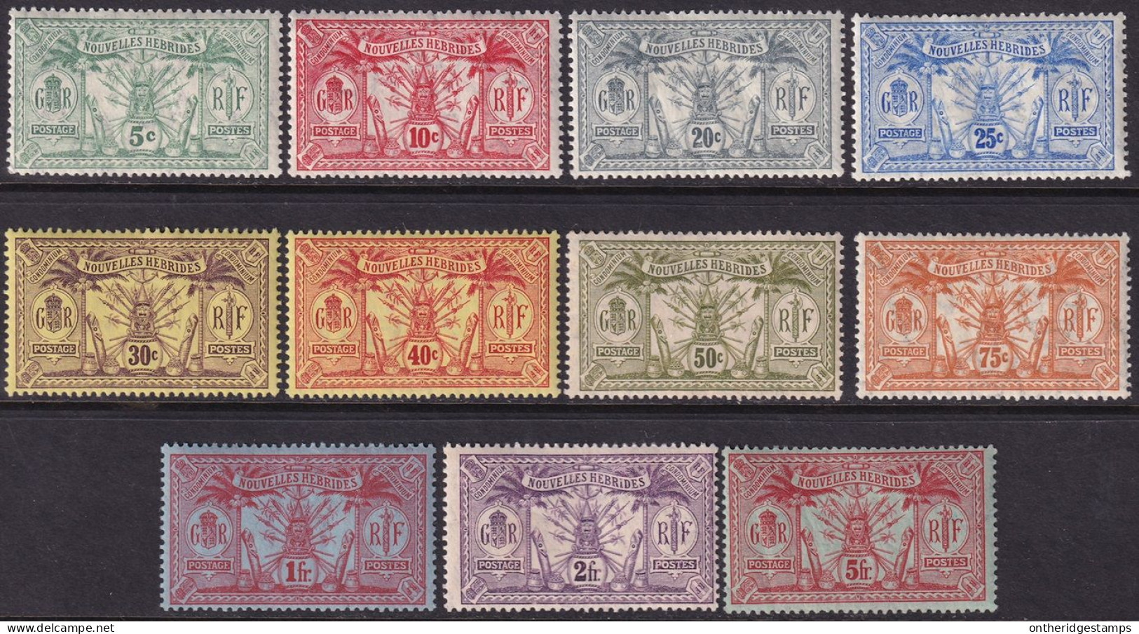 New Hebrides French 1911 Sc 11-21 Yt 27-37 Set MLH*/MNH** Some Creases - Neufs