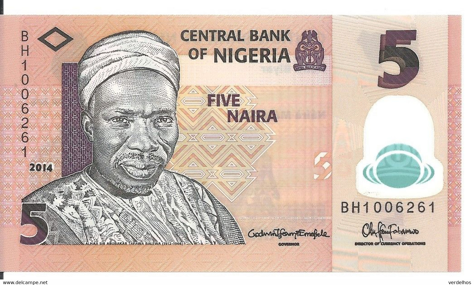 NIGERIA 5 NAIRA 2014 UNC P 38 E - Nigeria