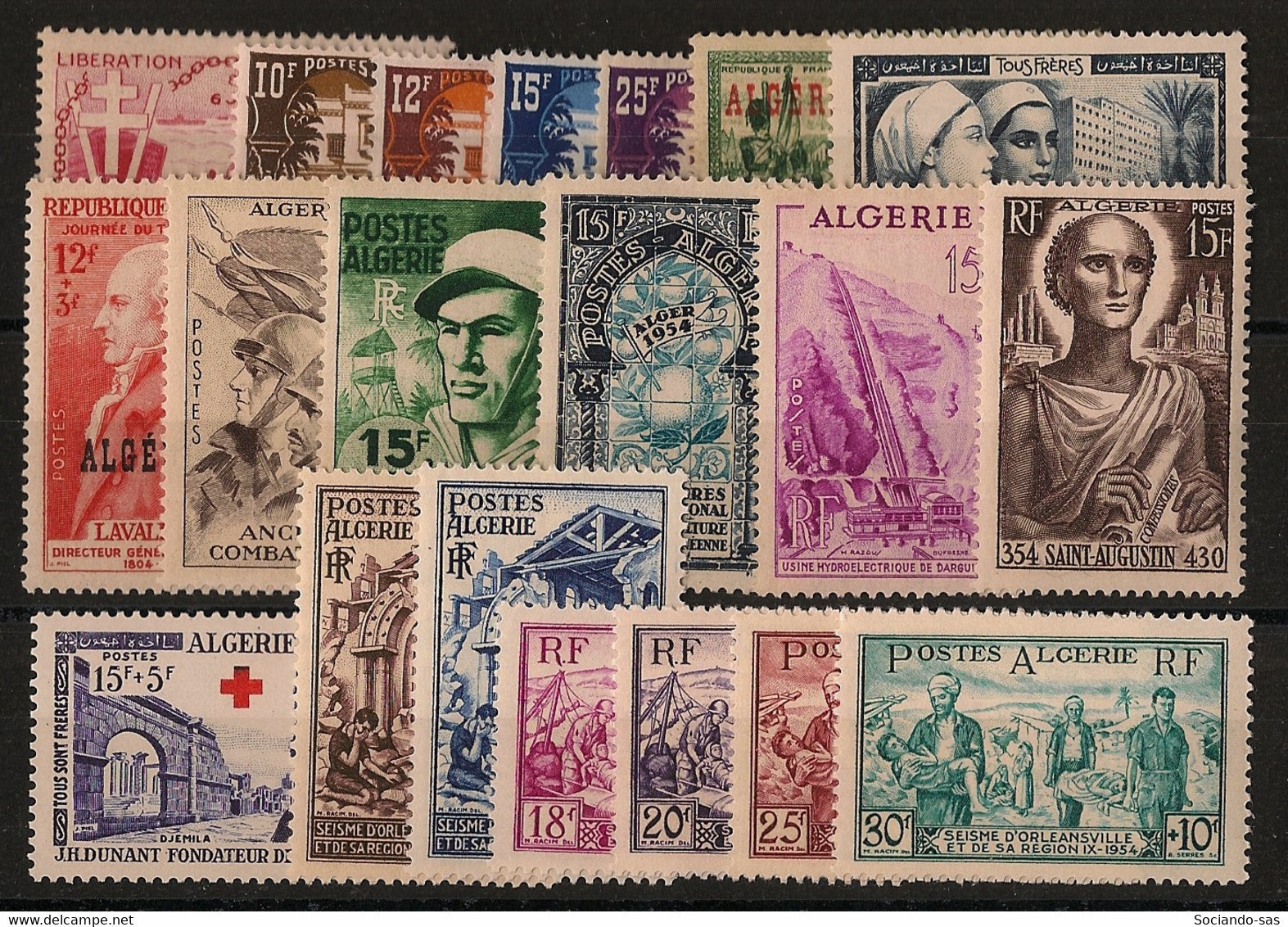 ALGERIE - Année Complète 1954 - N°YT. 308 à 324 - Complet - 20 Valeurs - Neuf Luxe ** / MNH / Postfrisch - Annate Complete