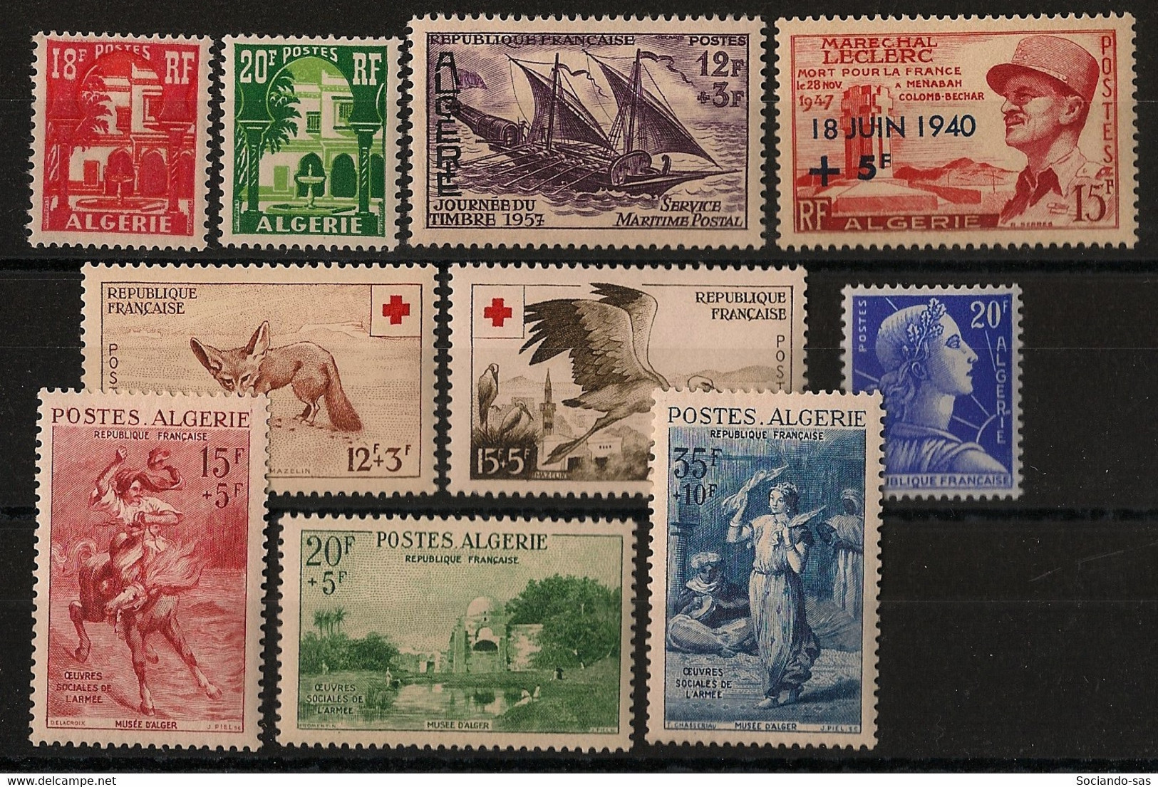 ALGERIE - Année Complète 1957 - N°YT. 340A à 349 - Complet - 10 Valeurs - Neuf Luxe ** / MNH / Postfrisch - Full Years