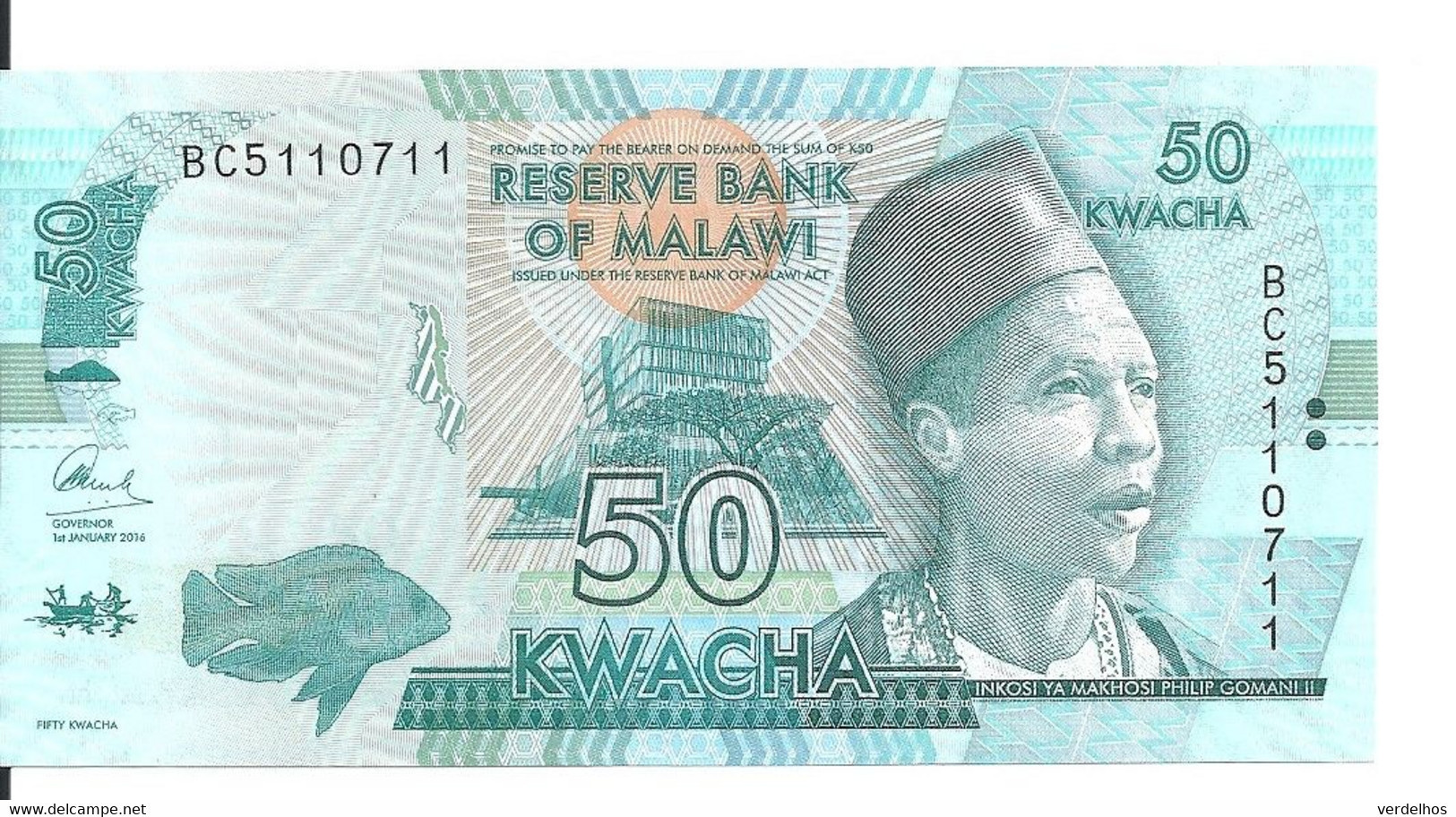 MALAWI 50 KWACHA 2016 UNC P 64 C - Malawi